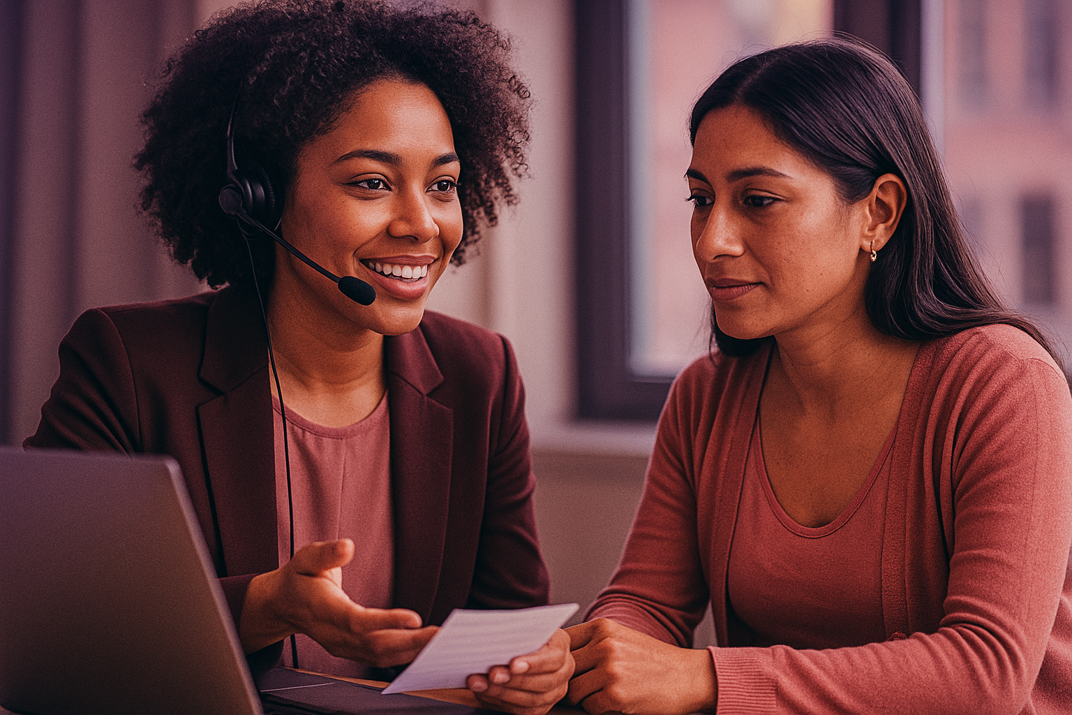 Customer service representative assisting a client