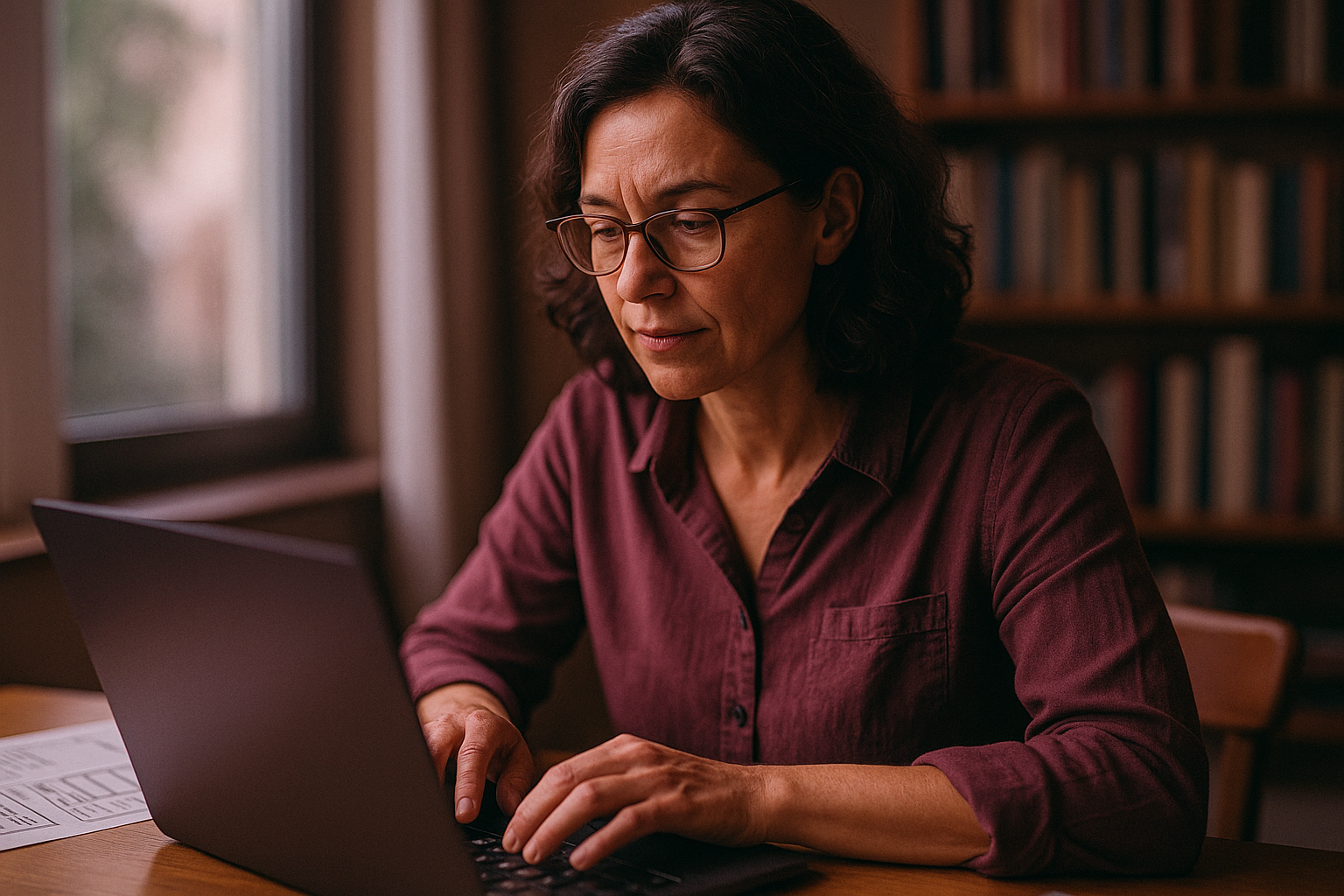 Teacher customising lesson plans on a laptop