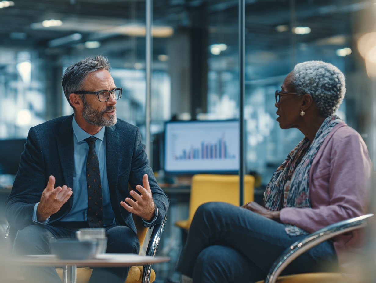 Happy senior couple reviewing retirement documents and financial plans together